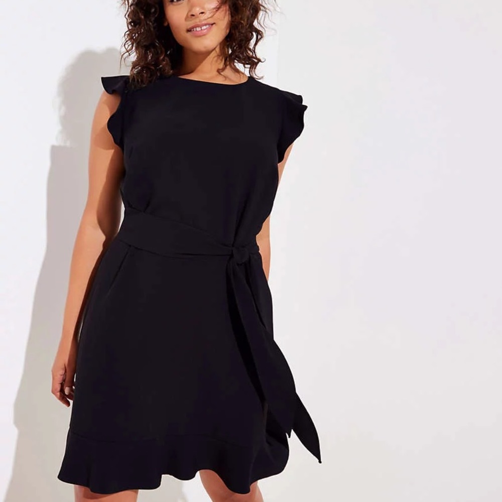 LOFT Plus Flutter Belted Flare Dress